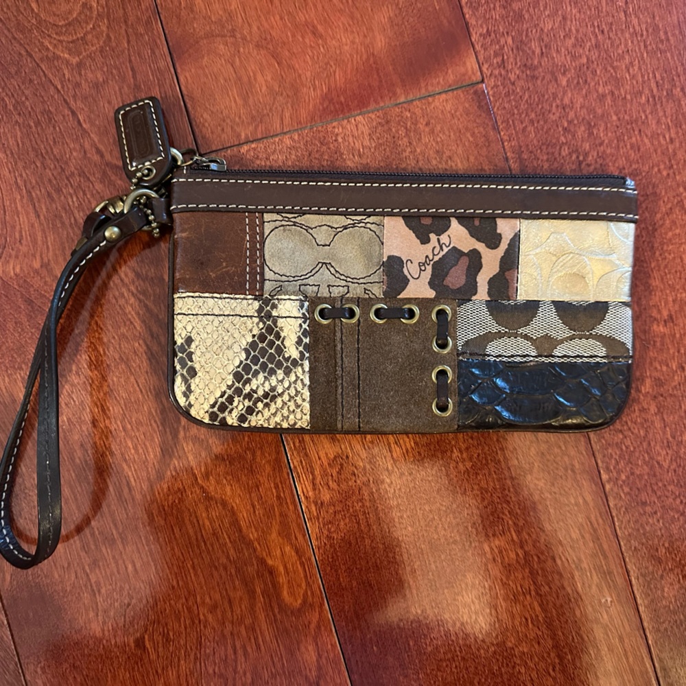 Coach Legacy Holiday patchwork Wristlet